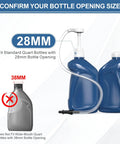 Two-pack fluid transfer pumps for standard 28mm quart bottles, 10cc per stroke, with clear tubing, shown with blue quart bottles