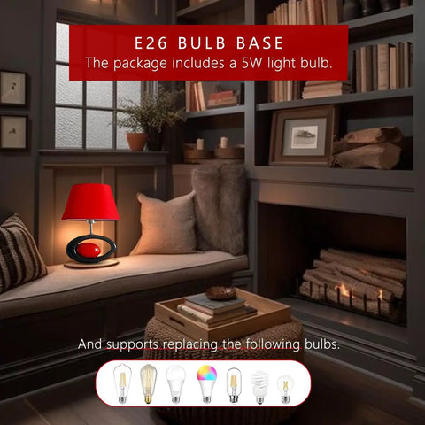 Red Modern Table Lamp With Ceramic Body And Linen Shade on a cozy wooden shelf in a living room, 14.8 Inch Tall, E26 Base shown.