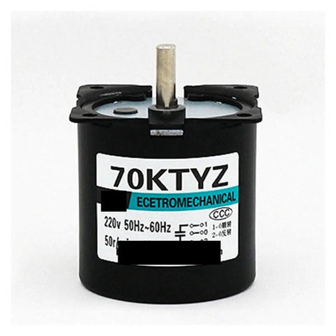 High Torque 220V 40W AC Permanent Magnet Synchronous Motor With Eccentric Shaft And Bracket Plus Speed Reducer Controllable CW CCW 10 RPM Low Noise Easy To Install For Home Appliances And DIY Projects, shown in front view