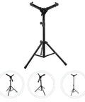 Rock Solid Adjustable 12 Inch Snare Drum Rack Tripod Stand Black Foldable Alloy Practice Rig, showing different angles.