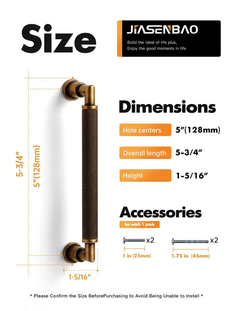 Antique Brass Cabinet Pulls 5 Pack 5 Inch Center Hole Knurled Retro Drawer Handles size and dimensions diagram