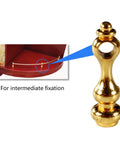 Close-up of golden spindle from 8-piece kit for cabinets, showing Sturdy Metal Spindles and Glass Railing Post Bolts Set installation.