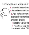 Instructions for installing Set Of 4 Stainless Steel License Plate Fasteners Kit For Cars Trucks SUVs And Vans, with diagram