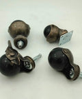 Solid Brass Ball Caster Wheels With Tight Locking Brake Four Pack Heavy Duty Polyurethane Rubber Treads for smooth rolling.