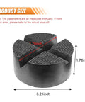 Heavy Duty Rubber Cross Slotted Jack Adapter Puck Pad measuring 3.21 inches wide and 1.78 inches high for vehicle stability.