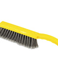 Heavy Duty Eight Inch Counter Cleaning Brush Featuring Flagged Polypropylene Bristles Structural Foam Handle For Smooth Tile Floors Bathrooms And Patios Go To Sweepin Grip Tool with yellow handle and grey bristles.
