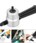 Dope Double Head Metal Nibbler Cutter With Nonslip Handle Fits Electric Drill for easy sheet metal cuts, showcasing precision design.