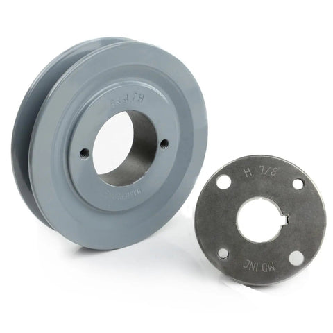 Heavy Duty Cast Iron 4.5 Inch Single Groove Belt Pulley 5L B Section With Seven Eighths Inch Bushing For Seven Eighths Inch Shafts