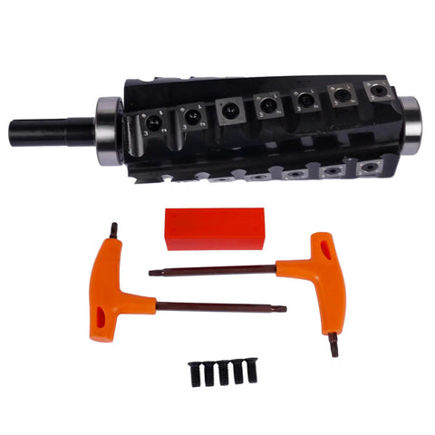 Badass Six Inch Spiral Cutter Head Replacement For Professional Jointer Work With Four Row Twenty Eight Carbide Inserts Three Spare Blades Two Screwdrivers And Damn Smooth Quiet Cuts Guaranteed with tools