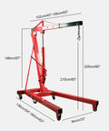 Heavy Duty 2 Ton Hydraulic Engine Hoist Cherry Picker Shop Crane With Telescopic Boom And Dual Wheel Casters size dimensions in cm and inches.