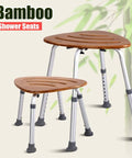 Bamboo Bath Seat For Shower And Tub Waterproof Slip Resistant Heavy Duty 350 Lb Capacity Triangular Fan Shape With Rubber Feet A Versatile Stool For Bathing Fishing And Home Organization.