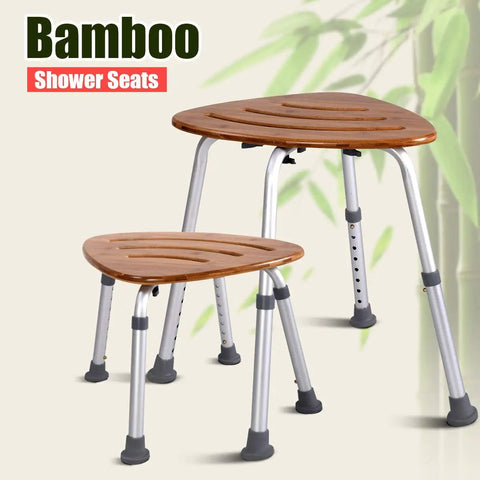 Bamboo Bath Seat For Shower And Tub Waterproof Slip Resistant Heavy Duty 350 Lb Capacity Triangular Fan Shape With Rubber Feet A Versatile Stool For Bathing Fishing And Home Organization.