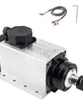 Killer Square Air Cooled CNC Spindle Motor 2.2KW 220 Volt With ER20 Chuck and aviation wires, tools shown