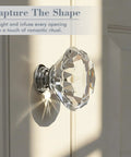 Crystal Cabinet Knobs Set For Dresser With Two Screws, 1 9/16 Inch clear silver finish knob reflecting light on door