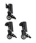 L-Shaped Speaker Tripod Casters with Silent Ball Bearings, black casters with smooth rolling wheels for easy installation.