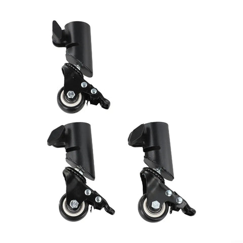 L-Shaped Speaker Tripod Casters with Silent Ball Bearings, black casters with smooth rolling wheels for easy installation.