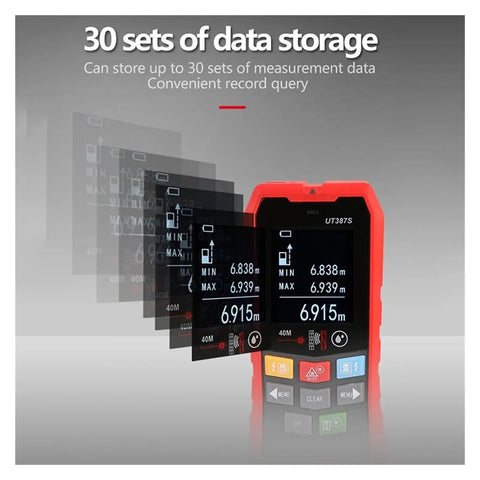 Real McCoy 4 In 1 Wall Scanner And Stud Finder With High Sensitivity Accuracy Display showing 30 sets of data storage.