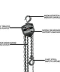 Half-Ton Hand Chain Hoist With 10 Ft Lift And Industrial Build, 360 Degree Rotating Alloy Steel Hooks, Heat-Treated Load Plates