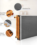 Water To Air Heat Exchanger 12x12 With One Inch Copper Ports, aluminum fins, copper tubes, for outdoor wood furnaces