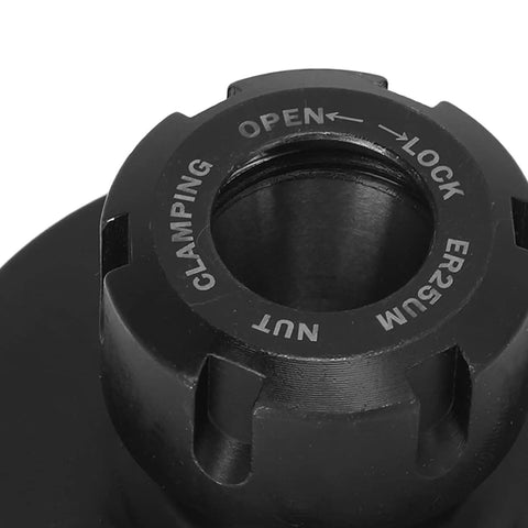 Close-up of Heavy Duty ER25 Collet Chuck With 80mm Diameter Precision Tool Holder For CNC Lathe And Milling Machines That Rock Engraving Work Flawlessly showing clamping mechanism.