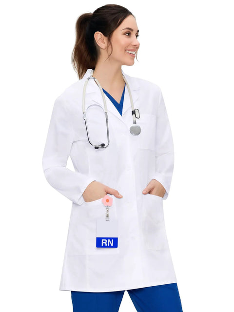 Womens Lab Coat With Three Pockets Medical Lab Coat For Science Chemistry And College White Medium All Day Comfort
