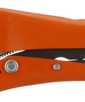 10 Inch Curved Jaw Locking Pliers With Orange Epoxy Handle Coating Forged Jaws And Threaded Opening Screw For Easy Jaw Size Adjustment
