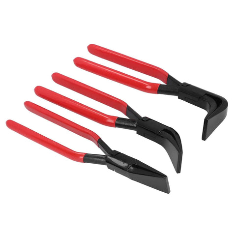 Three Piece Metal Bending Pliers Set With Straight 45 Degree And 90 Degree Jaws For Clean Sheet Metal Edges Handy Seamers