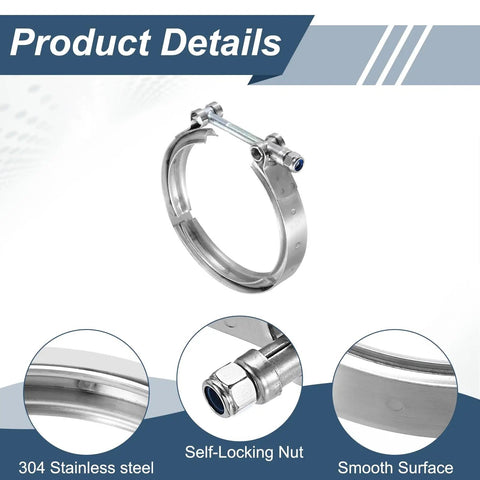 4.5 Inch V Band Clamp 304 Stainless Steel V Band Bolt Clamp For Exhaust Systems And Downpipe Upgrades