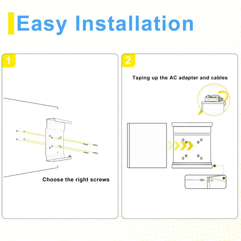 Step-by-step guide for Easy Installation of Built Tough Vesa Wall And Under Desk Mount For Lenovo Thinkcentre Tiny Desktops.