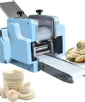 Heavy Duty Electric Dumpling Skin Maker Automatic Wonton Wrapper Machine Restaurant Kitchen Or Home Setup No Sweat Prep Smooth Operator Top Shelf Stainless Steel Round Dough Presser with dumplings and wrappers.