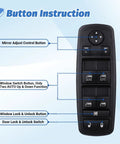 Diagram of Power Window Switch With Door Lock For Dodge Ram 1500 2500 3500 Quad Cab Crew Cab Pickup 2009 2010 2011 2012 with button labels