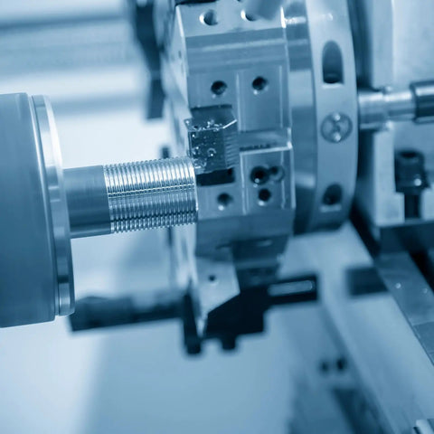 Close-up of 4 Pack M8x75mm Double Ended Stud Screws In 304 Stainless Steel for home improvement, shown during machining process