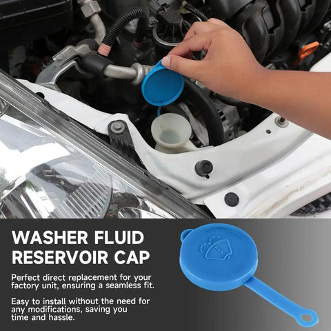 Washer Fluid Reservoir Cap Replacement For Armada Altima Maxima Titan XTerra Quest Sentra And Infiniti G20 G35 FX35 FX45 QX56 QX80 Fits OE 28913-7S000 28913-JX00A Easy Install To Keep Your Washer System Sealed And Working Smooth being installed on vehicle