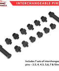 Pro Grade Fifteen Piece Pulley Holder Tool Set With One Half Inch Drive And Adjustable Pin Wrench, variable pins 3.5mm to 10mm