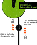 Close-up of 30 Ft Retractable Extension Cord Reel with 16/3 SJTW heavy duty power cord showing smooth auto retractable operation.