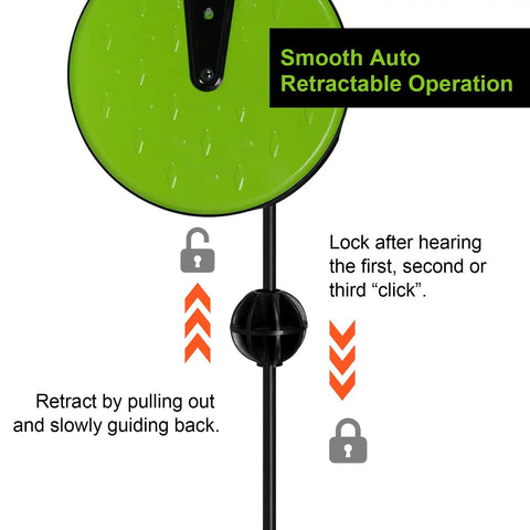 Close-up of 30 Ft Retractable Extension Cord Reel with 16/3 SJTW heavy duty power cord showing smooth auto retractable operation.