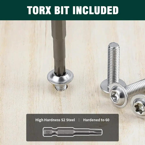 Badass M3 Flanged Button Head Machine Screws 25 Millimeter 304 Stainless Steel with included Torx T10 driver bit.