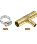 Durable Brass Tee Barb Fittings Three Way Reducer Kit with clamps and barbed hose connectors for plumbing use
