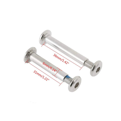 10 Pack Inline Skate Axle Screws Replacement Kit, 0.24 Inch Diameter and 6mm OD, with hex socket and shaft screws shown