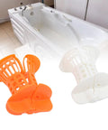 Restokki Bathtub Drain Hair Catcher 2pcs White Orange with Handle displayed in a bathtub for hair and debris prevention.