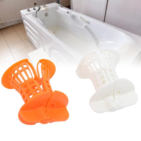 Pwshymi Bathtub Drain Hair Catcher with Innovative Handle in orange and white, designed for clogs prevention in bathtubs.