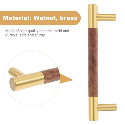 Brass Cabinet Pulls With Solid Black Walnut Wood Backings 195mm Length 160mm Center To Center Holes Vintage Style
