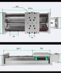 Beefy 200mm Travel CNC Linear Stage X Y Z Cross Sliding Table with 1605 Ballscrew, dual limit switches, and motor mount bracket.