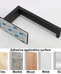 Self Adhesive Stainless Steel Toilet Paper Holder Matte Black Finish No Drill Easy To Install Rustproof Paper Roll Rack shown with surfaces
