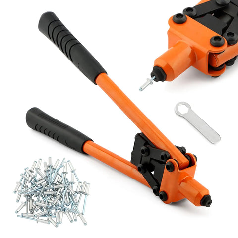 Heavy Duty One Hand Rivet Gun Kit With Fifty Rivets For Slick Auto Repairs And Furniture Builds Easy Grip Alloy Manual Riveter with rivets