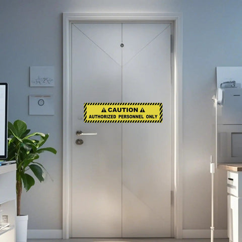 Five Pack Authorized Personnel Only Floor Stickers 24 By 6 Inches Caution Sign Self Adhesive Vinyl Waterproof on office door