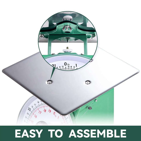 Heavy Duty Mechanical Kitchen Scale 44Lb 20Kg Portion Control Dial Scale with Stainless Steel Platform, close-up view