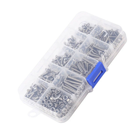 Stainless Steel Screws And Nuts Set Kit 340 Pieces 304 Rustproof Hardware Fasteners For Furniture Repair DIY Projects And Machine Building Durable Weatherproof Pack in a clear plastic box