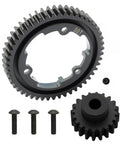 Beefed-Up 50T M1.0 Hardened Steel Spur Gear With 18T Pinion Gear for Tough RC Builds, including screws and parts