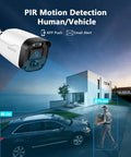 5MP Full HD Wired Outdoor Security Camera System For 24 Seven Home Surveillance With IR Night Vision Up To 80 Feet And Weather Ready Cameras With Plug And Play Setup detecting person and vehicle